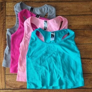 Stylish Women's Racerback Crop Tops - Pack of 4, Size Small
